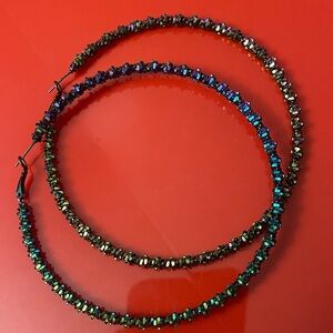 Sparkling Black Hoop Earrings